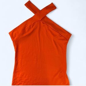 Orange Asymmetrical Sleeveless Tank Top
